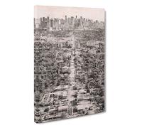 Road to the Miami Florida Skyline Canvas Print | Gallery Wrapped 30mm Frame Wall Art | 30x20 inches | Ready to Hang | Abstract Cityscape Picture | Living Room Bedroom Lounge Office