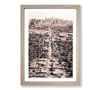 Road to The Miami Florida Skyline in Abstract Framed Print | A2 Oak Framed Wall Art | Ready to Hang | Abstract Cityscape Picture | Living Room Bedroom Lounge Office