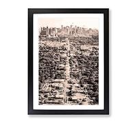 Road To The Miami Florida Skyline In Abstract Modern Framed Wall Art Print, Ready to Hang Picture for Living Room Bedroom Home Office Décor, Black A3 (34 x 46 cm)