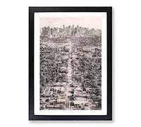 Road to The Miami Florida Skyline Painting Framed Print | A2 Black Framed Wall Art | Ready to Hang | Modern Cityscape Picture | Living Room Bedroom Lounge Office