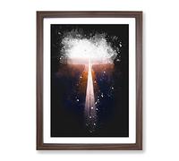 Road To The Sunset In Finland Paint Splash Modern Framed Print | A2 Walnut Framed Wall Art | Ready to Hang | Modern Landscape Picture | Living Room Bedroom Lounge Office