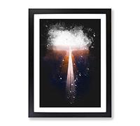 Road To The Sunset In Finland Paint Splash Modern Framed Wall Art Print, Ready to Hang Picture for Living Room Bedroom Home Office Décor, Black A3 (34 x 46 cm)
