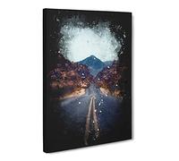 Road To The Valley Of Fire Paint Splash Canvas Print | Gallery Wrapped 30mm Frame Wall Art | 30x20 inches | Ready to Hang | Modern Landscape Picture | Living Room Bedroom Lounge Office