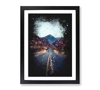 Road To The Valley Of Fire Paint Splash Modern Framed Print | A3 Black Framed Wall Art | Ready to Hang | Modern Landscape Picture | Living Room Bedroom Lounge Office