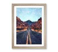 Road To The Valley Of Fire Painting Modern Framed Print | A3 Oak Framed Wall Art | Ready to Hang | Modern Landscape Picture | Living Room Bedroom Lounge Office
