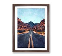 Road To The Valley Of Fire Painting Modern Framed Print | A3 Walnut Framed Wall Art | Ready to Hang | Modern Landscape Picture | Living Room Bedroom Lounge Office