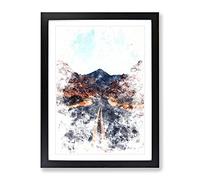 Road To The Valley Of Fire Watercolour Modern Framed Print | A2 Black Framed Wall Art | Ready to Hang | Modern Landscape Picture | Living Room Bedroom Lounge Office