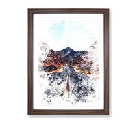 Road To The Valley Of Fire Watercolour Modern Framed Print | A4 Walnut Framed Wall Art | Ready to Hang | Modern Landscape Picture | Living Room Bedroom Lounge Office