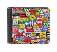 Road Traffic Sign Slim Bifold Wallet Minimalist Wallets Pouch with Card Slots for Men Women