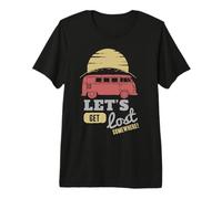Road Trip Bus Sunset Adventure Lets Get Lost Somewhere Premium T-Shirt