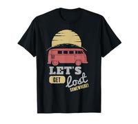 Road Trip Bus Sunset Adventure Lets Get Lost Somewhere T-Shirt