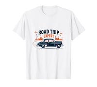 Road Trip Expert Vintage Car Adventure Travel T-Shirt, Men, White, XXL