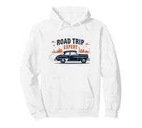 Road Trip Expert Vintage Classic Car Adventure Time Travel Pullover Hoodie, Adult Unisex, White, Medium
