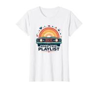Road Trip Playlist Retro Car Sunset Adventure T-Shirt, Women, White, 3XL