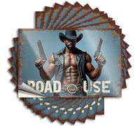 Road Use: The Ultimate Western Adventure Lettering Sticker Vintage | Core Window Removable Decal Pack(8X12CM)