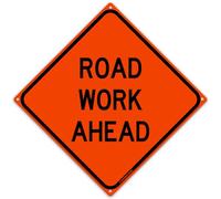 Road Work Ahead 12" x 12" Tin Road Sign Construction Zone Boys Room