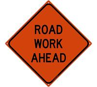 Road Work Ahead 12" x 12" Tin Road Sign Construction Zone Boys Room