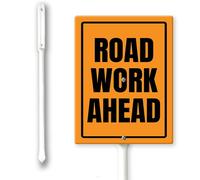 Road Work Ahead Yard Sign with Stake 4.6 x 6 inch Aluminum Sign,Easy to Install,Warning Signs Outdoor Use