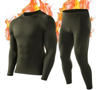 Roadbox Men's Thermals Base Layer Sets - Lightweight Thermal Undershirt Soft Fleece-Lined Long Johns for Athletic Hiking Camping