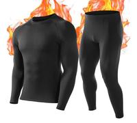 Roadbox Men's Thermals Base Layer Sets - Lightweight Thermal Undershirt Soft Fleece-Lined Long Johns for Athletic Hiking Camping