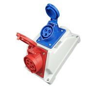 RoadEu - 16Amp Socket 5P 400V and 16 Amp Socket 3P 230V - Power Distribution Box, Combination Wall Socket