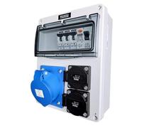 RoadEu 230V IP44 Distribution Box CEE 16A, 2 UK Sockets & RCD