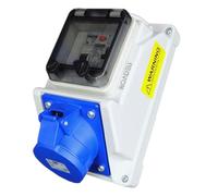 RoadEu - 32Amp Socket 3P 230V - Wall Outlet 230V with 32 amp Circuit Breaker and RCD, Monophase Power Distribution Box - Waterproof IP54