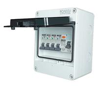 RoadEu - 4 Way UK Consumer Unit, RCD and 4x MCB Circuit Breakers 10A 16A Type B Outdoor Weatherproof IP65 Shed Garage