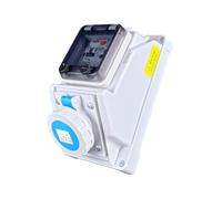 RoadEu - CEE 32A Socket with RCD Circuit Breaker - 230V 3P Single-Phase Outdoor Wall Socket with 32A MCB - IP66 Waterproof & Dustproof - Ideal for Industrial and Outdoor Use