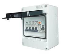 RoadEu - Garage Consumer Unit - Complete with 40A 2P RCD - 16A MCB and 10A C 3+1 in a surface mounted distribution box - IP65 distribution box Outdoor Waterproof