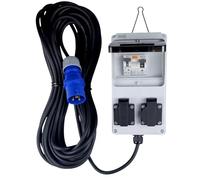 RoadEu - Portable 230V Single-Phase Power Distributor with 2x 13A Sockets, 15m Rubber Cable, 16A 3P Plug - Power Supply for Camping, Motorhomes, Boats, Outdoor Events