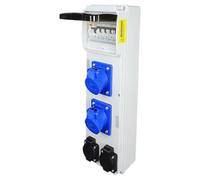 RoadEu - Power Distribution Box - 2X 13 Amp Socket and 2X CEE 16Amp Socket 3P - Monophase Wall Combination Sockets with Circuit Breakers and RCD, Includes 13Amp and 16Amp MCB