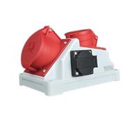 RoadEu - Power Distribution Box - CEE 32Amp and 16Amp 5P 400V with 1x 250V UK Standard Socket - Wall Mounted Socket Combination Strip - IP44, Perfect for workshops, Sheds and Gardens.