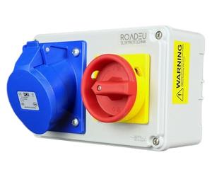 RoadEu - Switched 16Amp Socket 3P 230V - MonoPhase CEE Socket with Padlockable Power Isolator. IP44