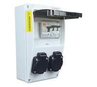RoadEu - UK Power Distribution Box - 2x 13Amp Socket with 40Amp RCD and 13Amp 'C' MCBs, Waterproof IP54- Monophase Wall Power Distributor - Designed for UK Market and Includes 13Amp MCB