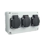 RoadEu - Wall Mounted Power Strip 13Amp 250V - Waterproof power distribution box - IP54 - with 3x UK Standard sockets - Easy mounting solution, perfect for workshops, sheds and gardens.