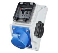 RoadEu - Wall Outlet 230V with 16Amp and 13Amp Standard UK Socket and Circuit Breakers C16A and C13A - RCD 40A 30mA, Monophase, Waterproof IP54. Perfect for workshops, Gardens and Sheds.