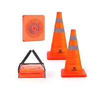 RoadHero 18 Inch [2 Pack] Collapsible Traffic Safety Cones, Multi Purpose Pop-up Cones with Reflective Collar for Road Safety, Orange Cones for Driving Training, Parking Lots