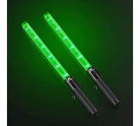 RoadHero 2 Pack 21 Inch Green LED Traffic Control Baton with 2 Flashing Modes, Night Safety Light Wand with Side Clip for Airport, Parking, Car Directing