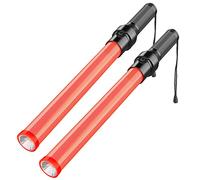 RoadHero 2 Pack Traffic Batons, 21 Inch LED Traffic Control Batons, Night Safety Light Wands with 3 Flashing Modes, Air Marshaling Signal Wand Plus White LED on Tip for Airport, Parking, Car Directing