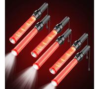 RoadHero 6 Pack Traffic Wands, 16 Inch Led Traffic Control Baton, Night Safety Light Wand with 3 Flashing Modes, Air Marshaling Signal Wand Plus White LED on Tip for Airport, Parking, Car Directing