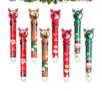 RoadLoo Christmas Ballpoint Pens, 8 Pcs Christmas Tree Pen 0.5mm 10 Colors Ballpoint Pen Cute Rollerball Push Bullet Head Ballpoint Pens for School Office Gift