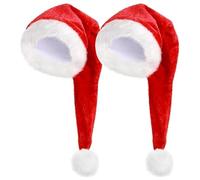 RoadLoo Santa Hat, 2Pcs Unisex Christmas Cap Xmas Hat for Adults Xmas Holiday Claus Hats Long Christmas Hats for New Year Festive Holiday Costume Party Supplies (Red)