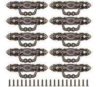 RoadLoo Vintage Cabinet Handles, 10 Pcs Antique Bronze Round Cabinet Pull Handles with Screws Furniture Drawer Cabinet Copper Cup Drawer Handles for Cupboard Wardrobe Dressers Home Kitchen Bedroom
