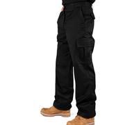 Roadmaster Men’s Work Trousers Cargo Combat Pants - Heavy Duty Poly Cotton Builders & Warehouse Workwear Trousers with 6 Pockets, Durable Comfortable Fit, Black, 48 - Short