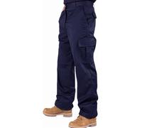 Roadmaster Men’s Work Trousers Cargo Combat Pants - Heavy Duty Poly Cotton Builders & Warehouse Workwear Trousers with 6 Pockets, Durable Comfortable Fit, Navy, 40 - Long