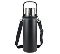 ROADNADO 316 Stainless Steel Vacuum Thermo Bottle 1500ml Insulated Large Capacity Water Bottle with Handle Outdoor Use Portable Leak-Proof Keeps Liquid Hot or Cold Thermo Flasks（Black）