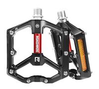 ROADNADO Bicycle Pedals with Reflectors MTB Flat Pedals CNC Aluminum Alloy Bike Pedals Non-slip Ultralight Pedals for Mountainbike MTB BMX Road Bike Pedals 9/16 inch
