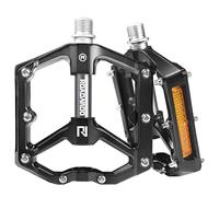 ROADNADO Bicycle Pedals with Reflectors MTB Flat Pedals CNC Aluminum Alloy Bike Pedals Non-slip Ultralight Pedals for Mountainbike MTB BMX Road Bike Pedals 9/16 inch Black-titanium