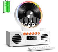 ROADOM Retro CD Player with Bluetooth 5.3 & Dual Speakers, 4000mAh Rechargeable, 6-in-1 Playback (CD/USB/TF/FM/AUX/BT), RGB Light, Portable Desktop CD Player for Home, Vintage Gift for Music Lovers
